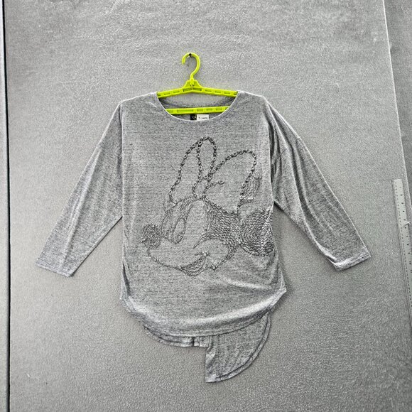 Disney Tops - Disney Couture Women Shirt Large Gray Embroidered Sequin Crew Neck Pullover